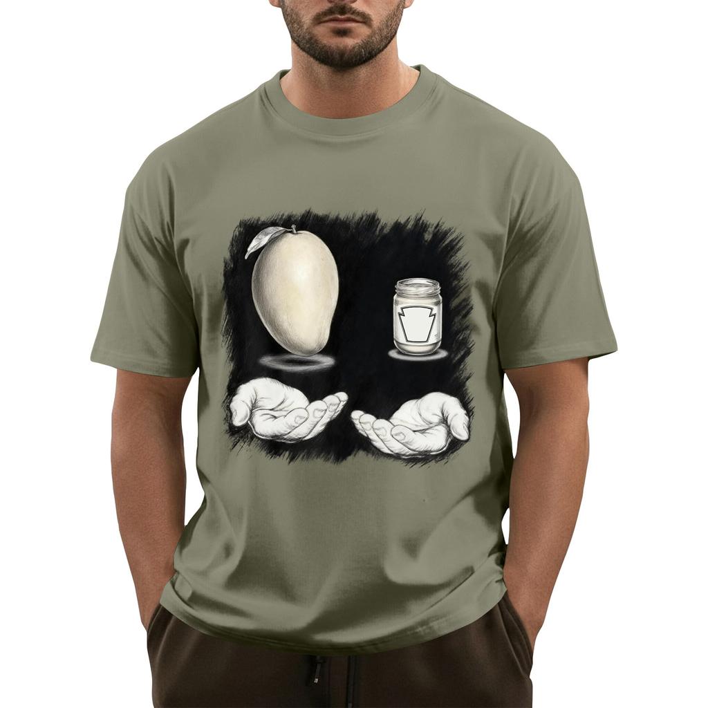 Men's Printed Short Sleeve T-Shirt Men's Loose Casual Short Sleeve Top