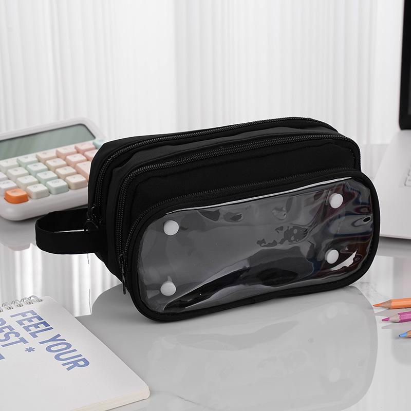 Detachable Double-Layer Pencil Case with Transparent Window for Students