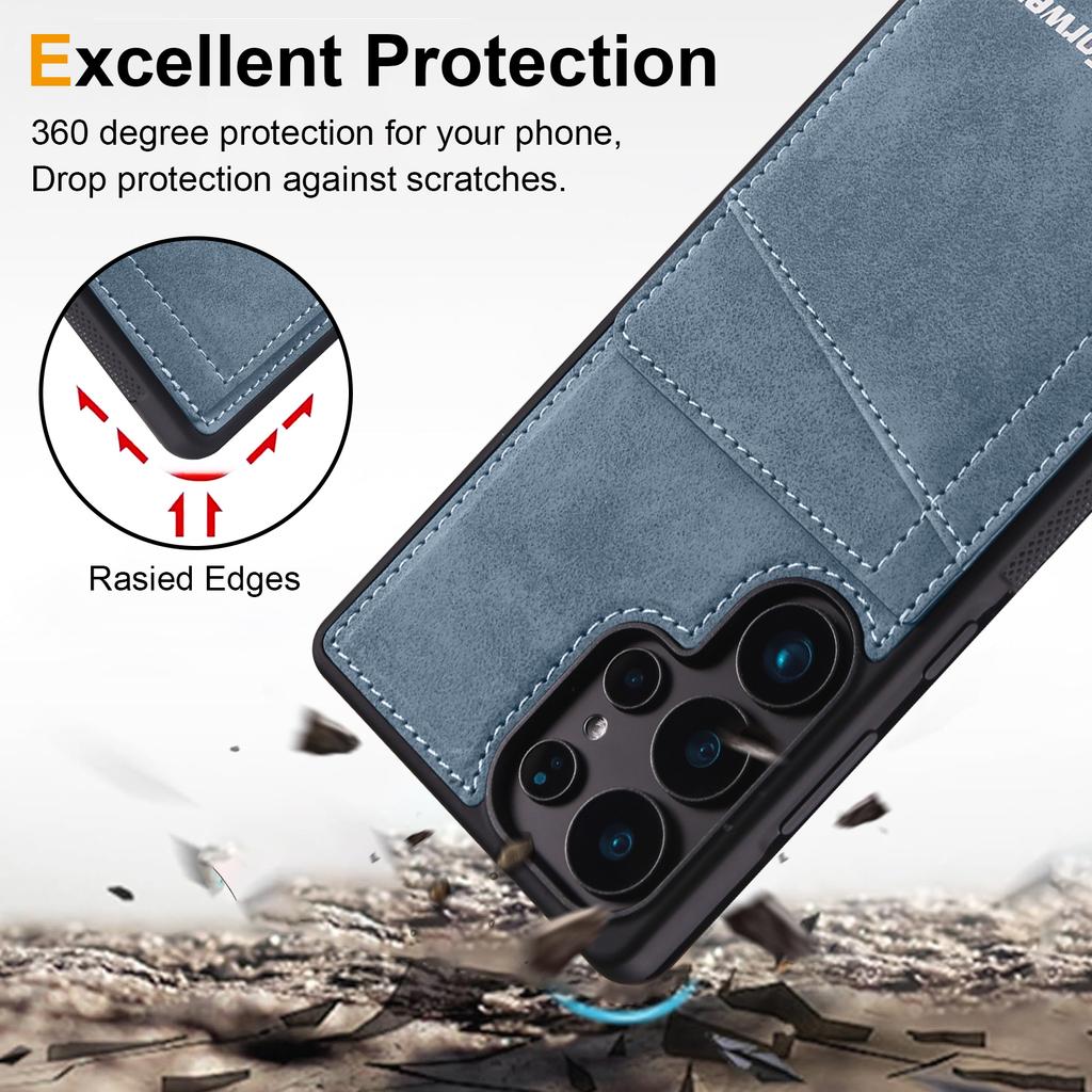 Luxury Leather Case For Samsung Galaxy S25 Edge S24 S23 S22 S21 S20 FE Ultra A56 A36 A16 A55 A35 Business Wallet Card Flip Cover