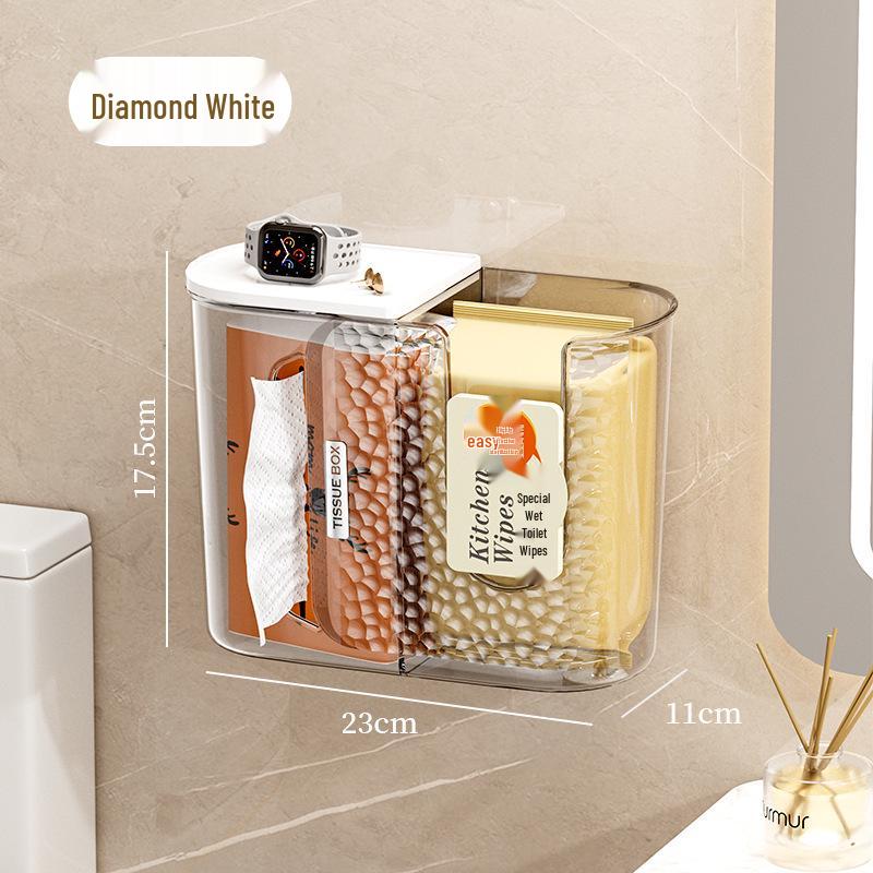 No-Punch Wall-Mounted Tissue Box: Bathroom, Kitchen, Toilet Towel and Wet Wipe Storage