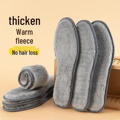 Winter Fleece-Lined Thickened Insoles with Soft Faux Rabbit Fur, Sweat-Absorbent, Odor-Resistant, Felt Cotton for Men's Warmth