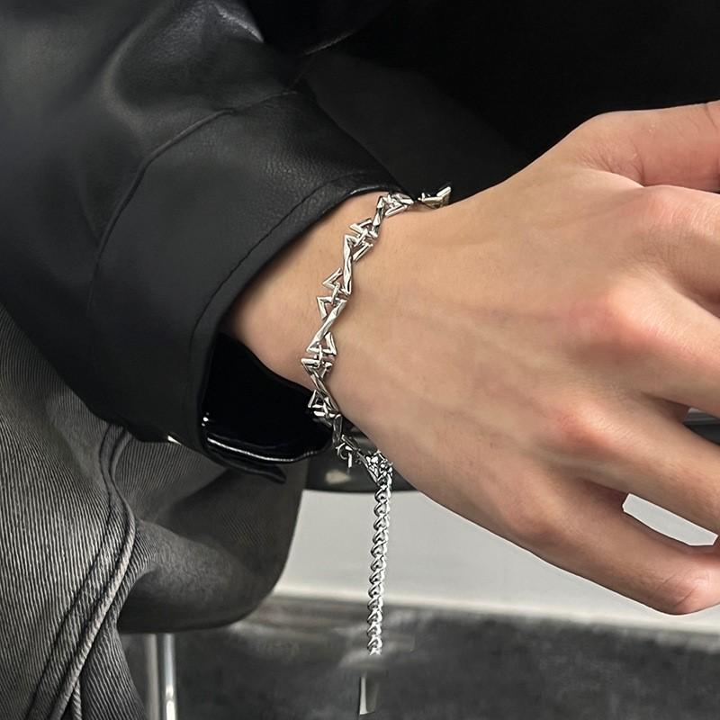 Silver Geometric Twisted Thorn Line Chain Bracelet for Women Men Niche Design Hiphop Bracelets Party Jewelry Accessories