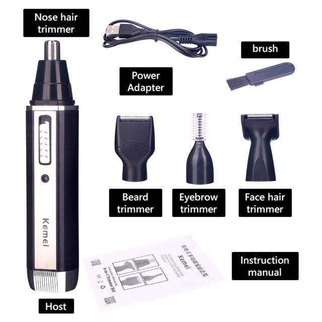 4 In 1 Rechargeable Men Electric Nose Ear Hair Trimmer Painless Women Trimming Sideburns Eyebrows Beard Hair Clipper Cut Shaver