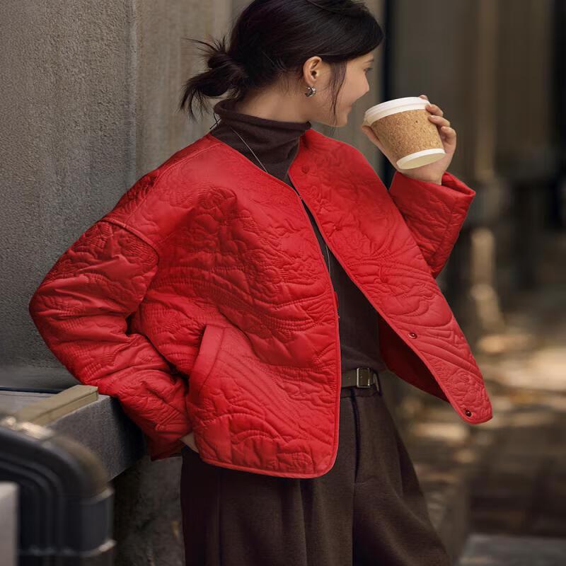 XWI Damen Elegante Gepolsterte Jacke mit Stickerei