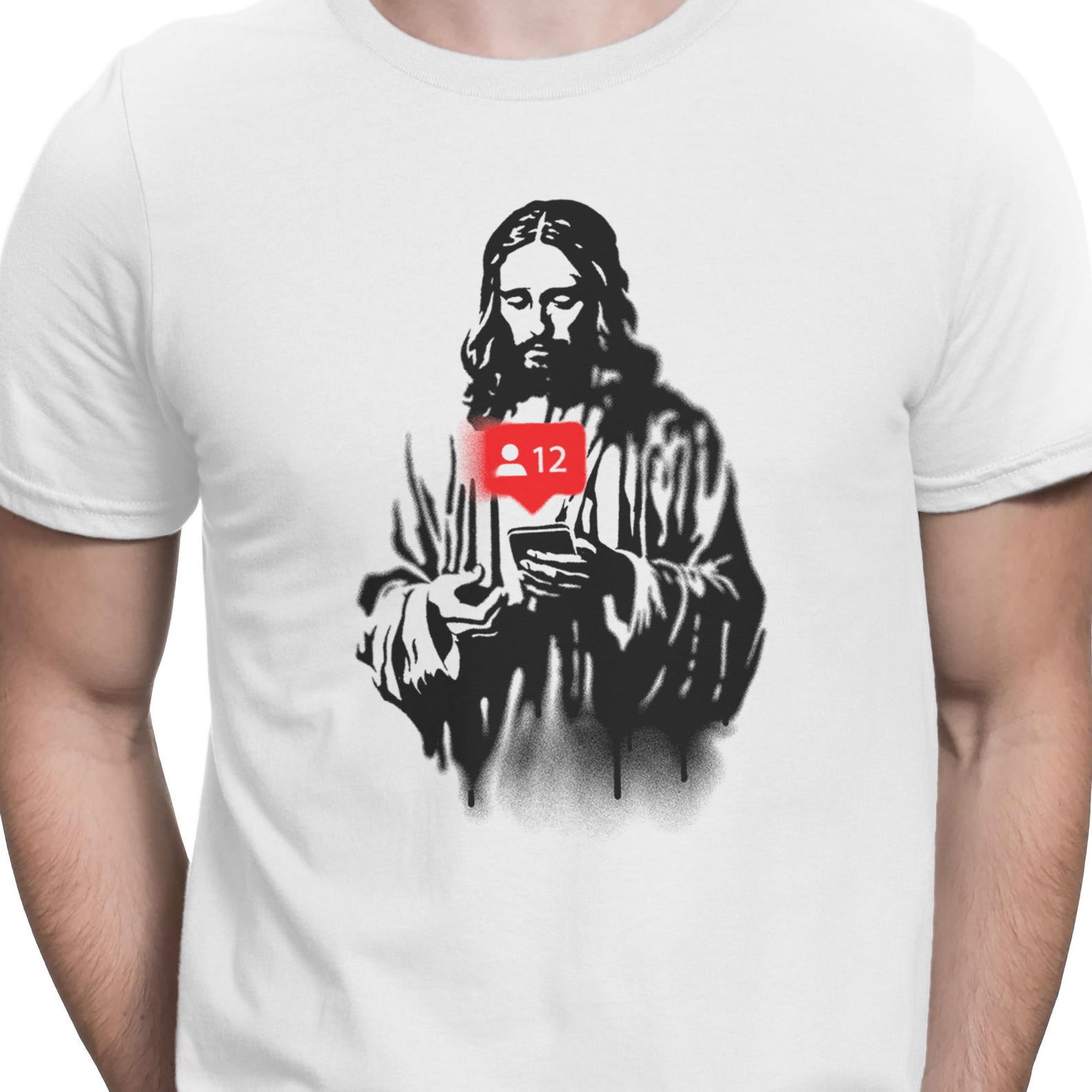 12 Followers T shirt Jesus Banksy T-shirt Funny Ironic Parody tee L