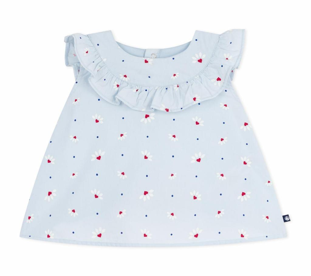 Petit Bateau Short Sleeve Blouse Light 18 81cm A0E9F, Blue/Multicolor, Months,