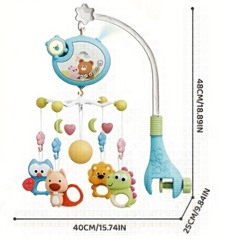 360° Musical Baby Crib Mobile Rotating Night Light Projection Bed Bell Toy Four Speed Timming Hanging Infant Newborn Bedside Gif