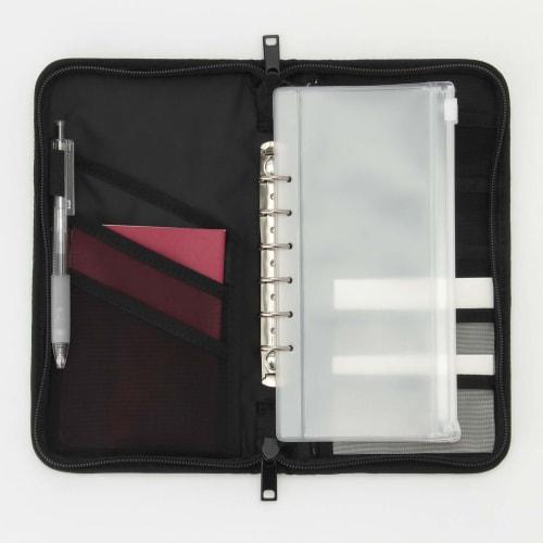 MUJI Reisepasshülle aus Polyester mit transparenter Tasche, Schwarz, ca.. 23,5 x 13 x 2,5 cm 38743668