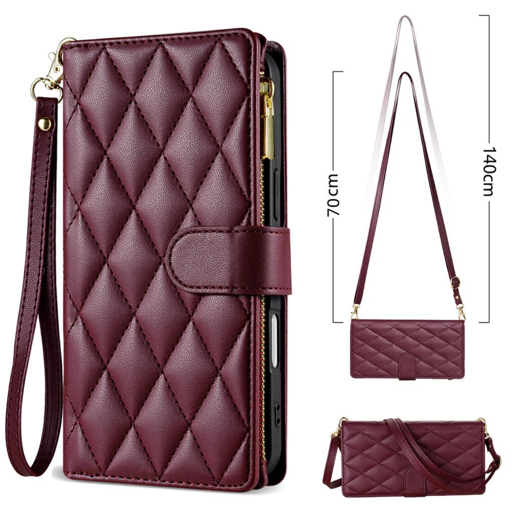 Custodia a Tracolla in Pelle per Samsung Galaxy S25 S24 S23 Ultra S22 S21 FE S20 S10 Plus Note 20 + Tasca con Zip Porta Carte Borsa Copertura