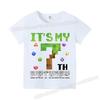 Miner Crafting Number T-shirt Pixels 1-9 Birthday Party Supplies Short Sleeve Tee Boys Girls Summer Clothing Simple Base Tshirt