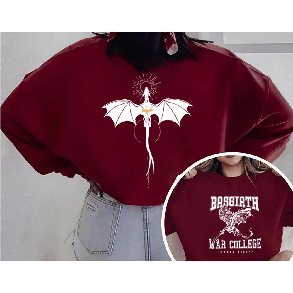 Unisex HoodieBasgiath War College Double Sided Crewneck Sweatshirt Fourth Wing Shirt Violet Sorrengail Bookish Hoodie Unisex Sweatshirts