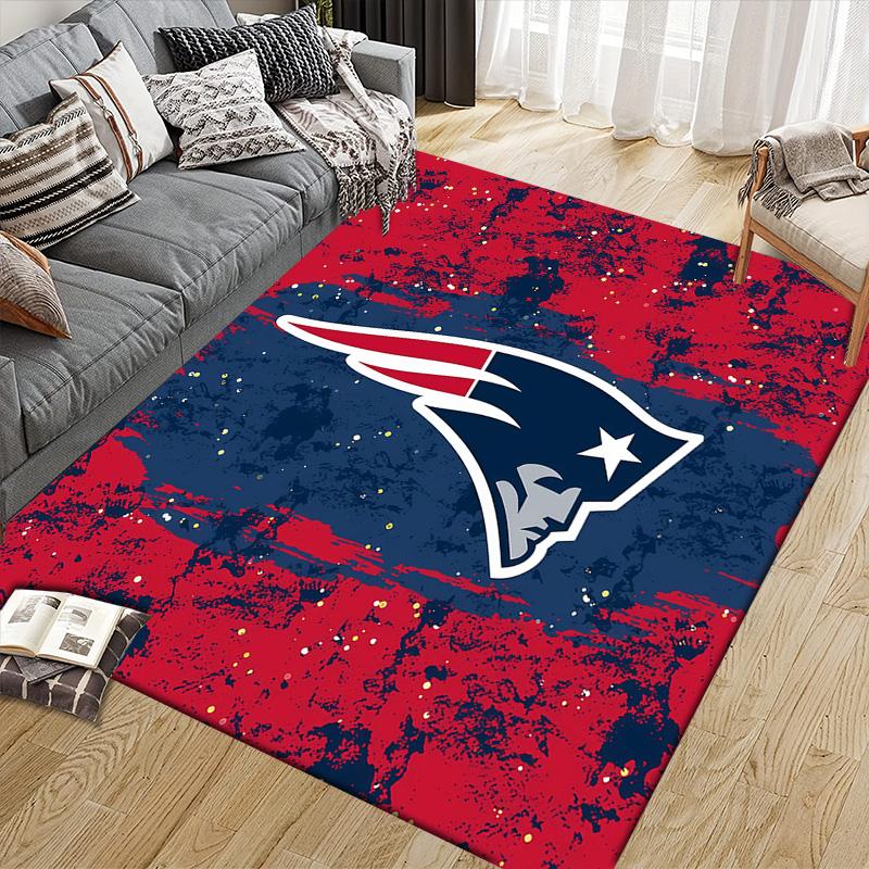 New England Patriots Flannel Pattern Square Carpet,Area Rug,Carpet Rug for Living Room Bedroom Sofa Playroom Decor,Non-slip Floor Mat