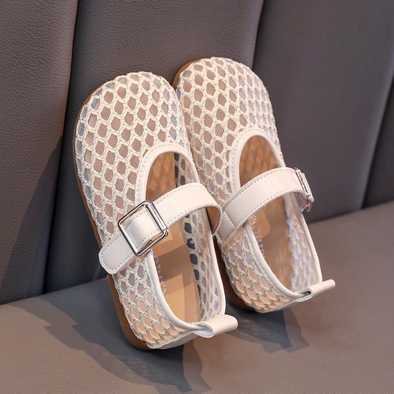 

Children s Flats Summer Breathable Princess Shoes for Girls Simple Fashion Kids Causal Shoes Soft Soled Trend Versatile 30 бежевий