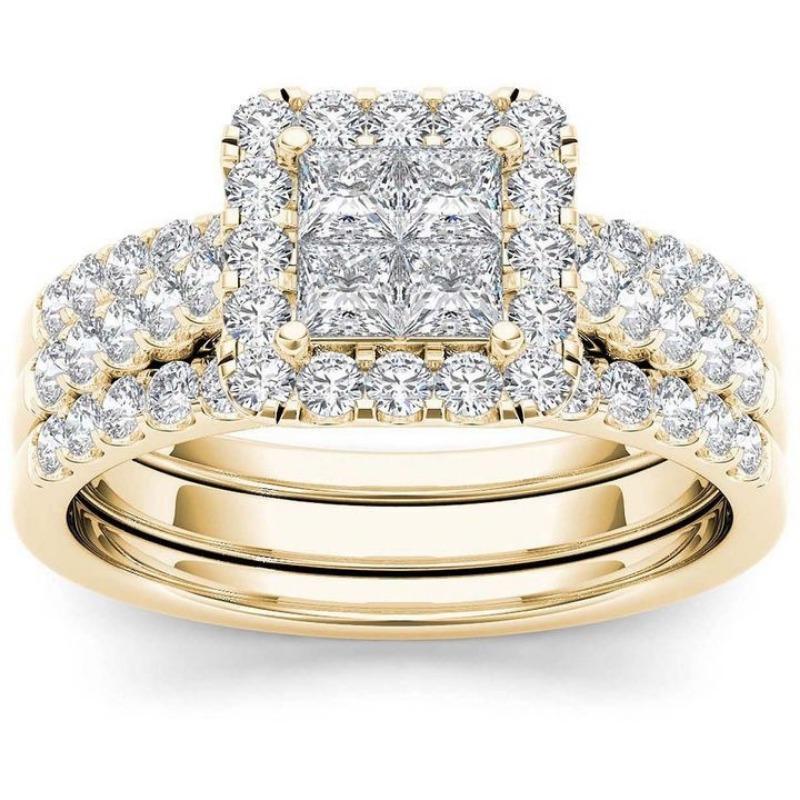 

Кольцо Парное кольцо, позолоченное циркониевое кольцо для женщин No. 6