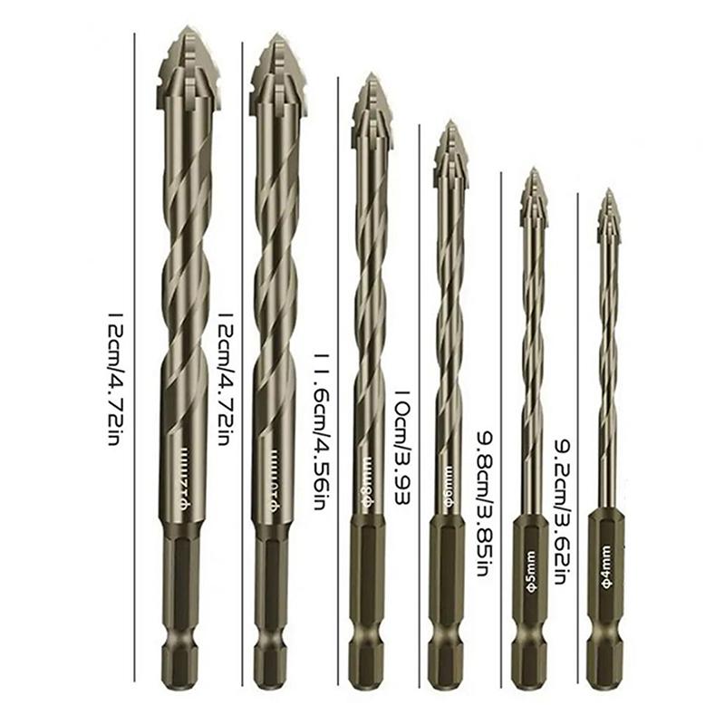 Four-Edged Eccentric Drill Bit Skewed Head High Hardness Tile Drill Bit Serrated Concrete Drill Bit Set Drilling Tool