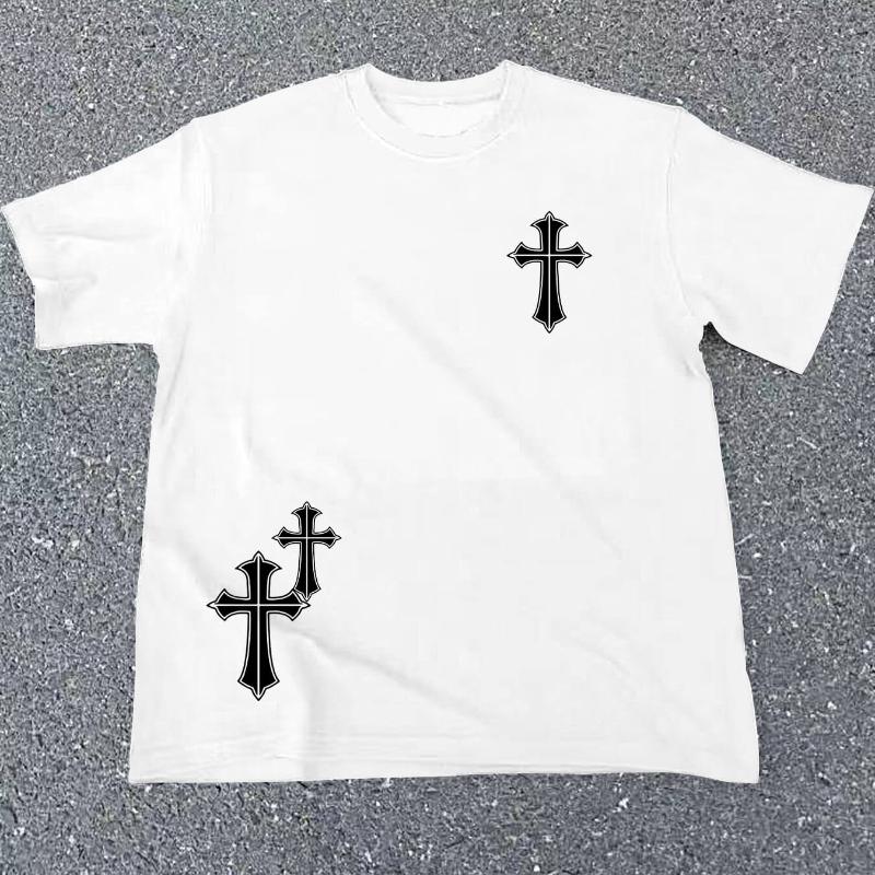 Trendy Printed Short Sleeve T-Shirt, Unique Design S