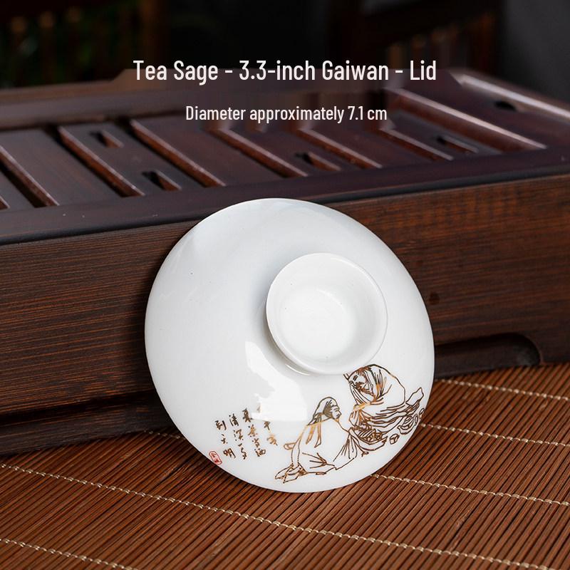 Gaiwan Teacup: Ceramic Lid & Bowl, 7.1CM-8.1CM Diameter, Kung Fu Tea Set Accessory.