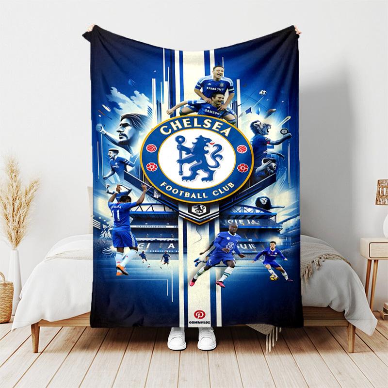 1pc Blanket - Chelsea FC logo Print Design, Lightweight Blanket for Sofa, Bed- Soft &Warm, Gift for All Seasons