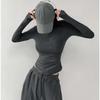 Elastic Tight Sexy Lapel Long Sleeve T-shirt Women Hottie Turndown Collar Slim Undershirt Inside Velveteen Sports Shirt Casual