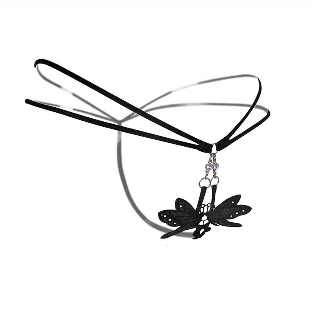 Hot Perspective Young Woman Women's Thong Sexy Embroidery Low Waist Metal Buckle Seduction Panties Sexy T-pants 2171