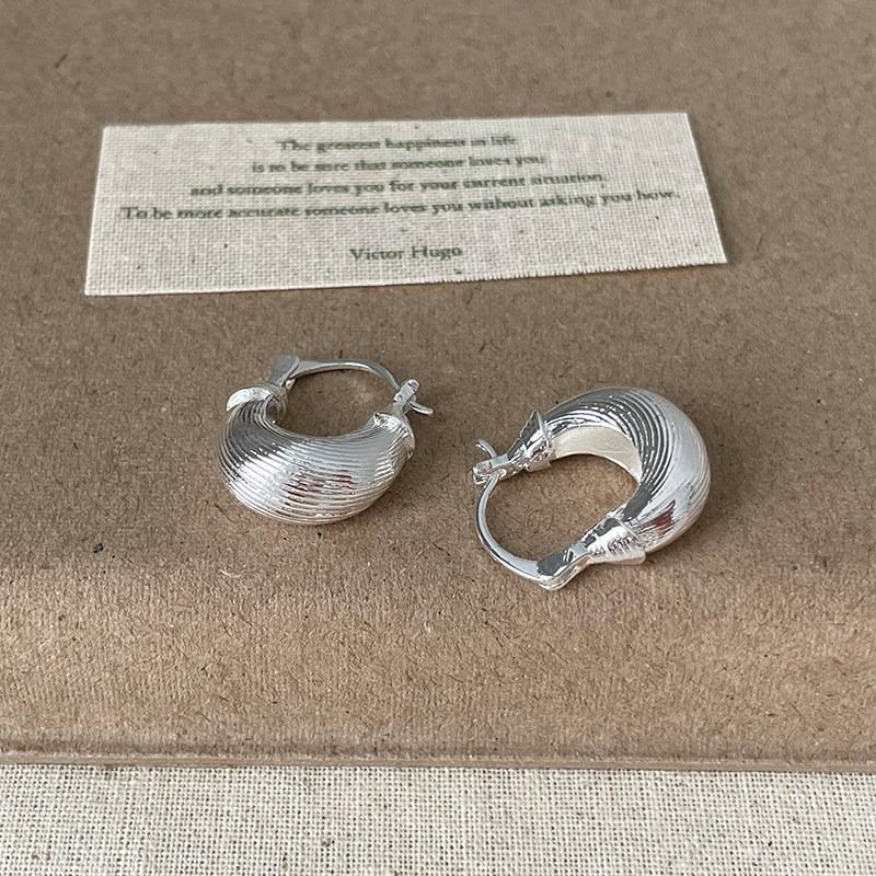 Oval Earrings with Silver Hooks and Clasps, Women's Simple and Niche Electroplated Gold Style