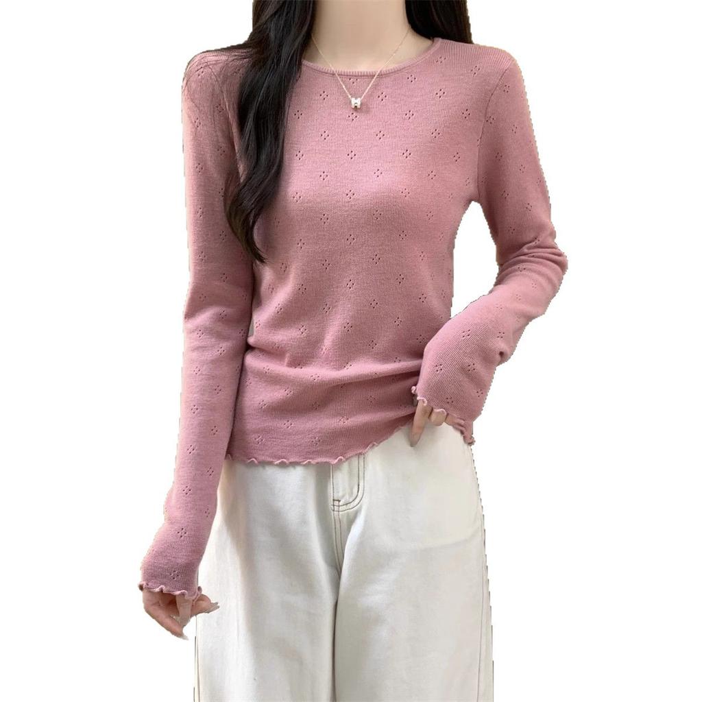 White Knitted Top Base Shirt for Women In Spring and Autumn Inner Knit Top