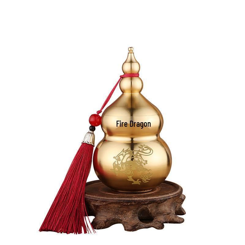 Brass Dragon Gourd: Hundred Blessings Treasure, Fire-Extinguishing Kitchen Ornament