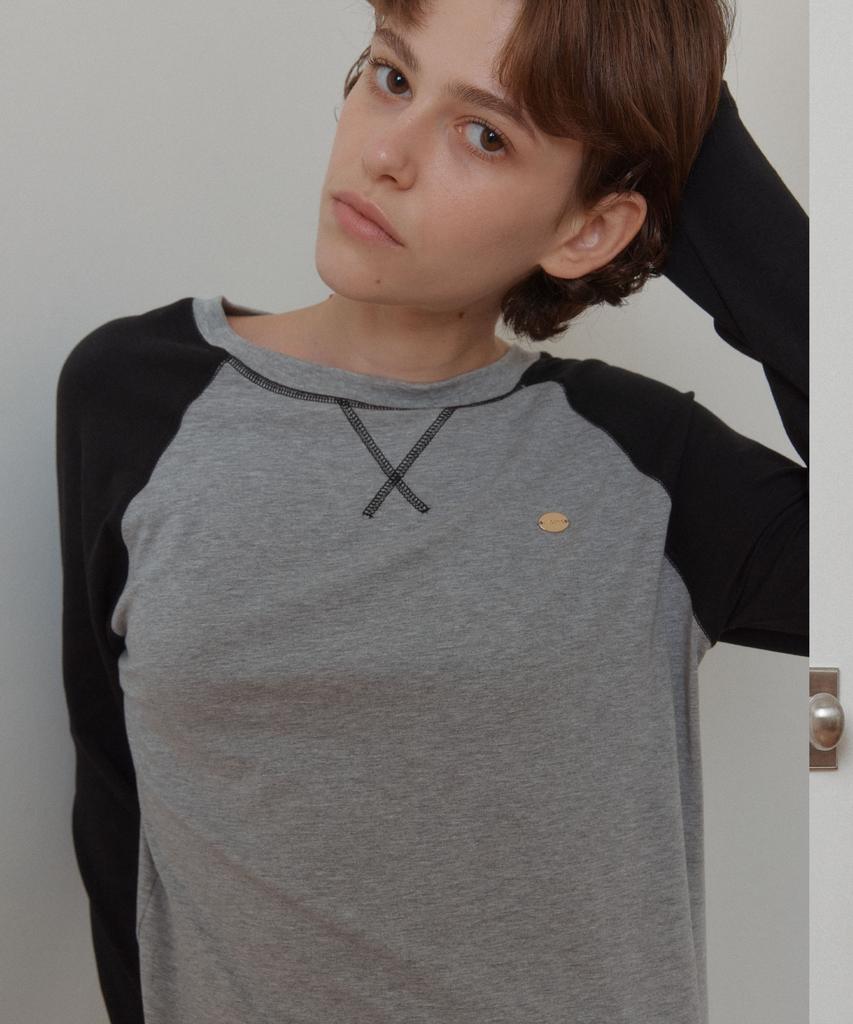 ANOETIC Anc Contrast Raglan Long Sleeve_Black&Grey