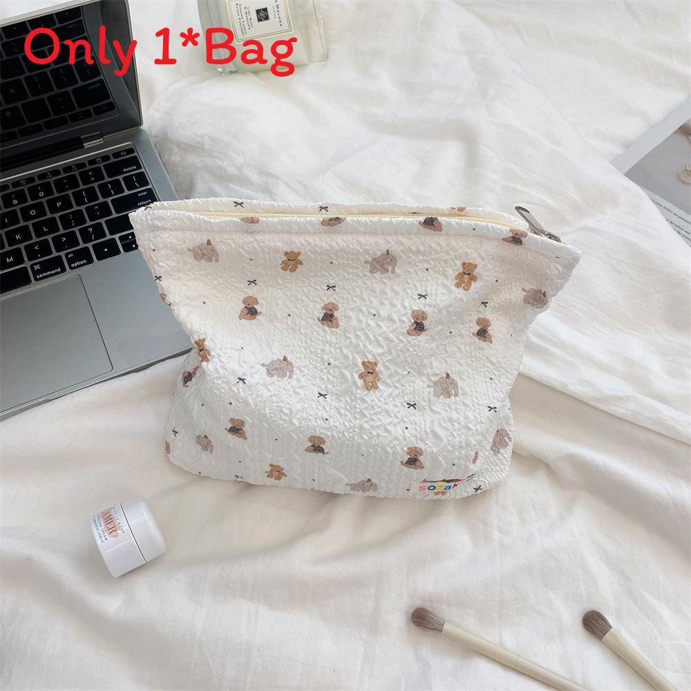 Cartoon Floral Embossed Makeup Bag With Large Capacity For Travel And Daily Use