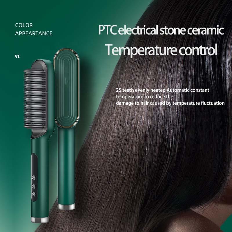 45W Ceramic LCD Display Straight Hair and Curly Hair Styles in One Step Electric Hair Straightener Brush Hairbrush Comb
