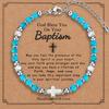 Christian Baptism Religious Beaded Cross Bracelet for Women Pink Crystal Beads Chain Bracelets Christian Easter Jewelry Gift