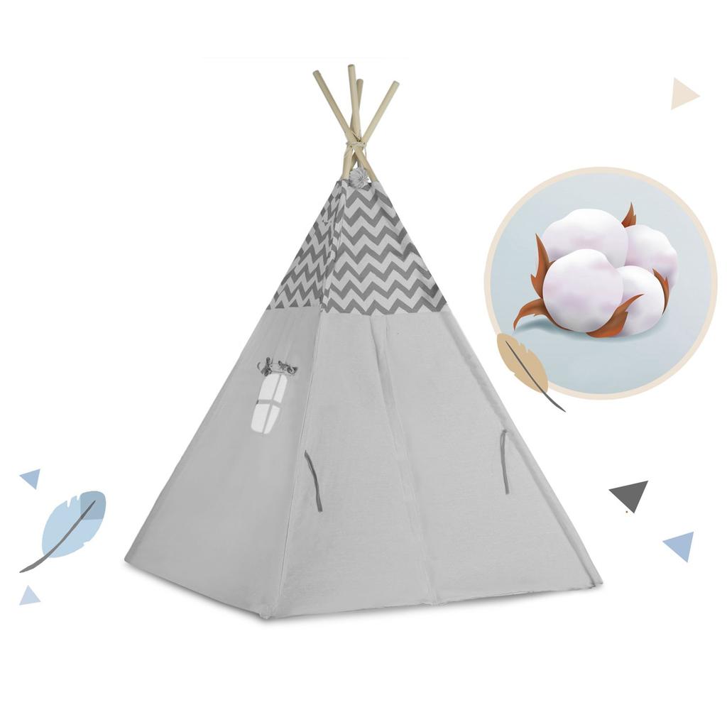 Nukido Children's Teepee Tent With Lights - Gray