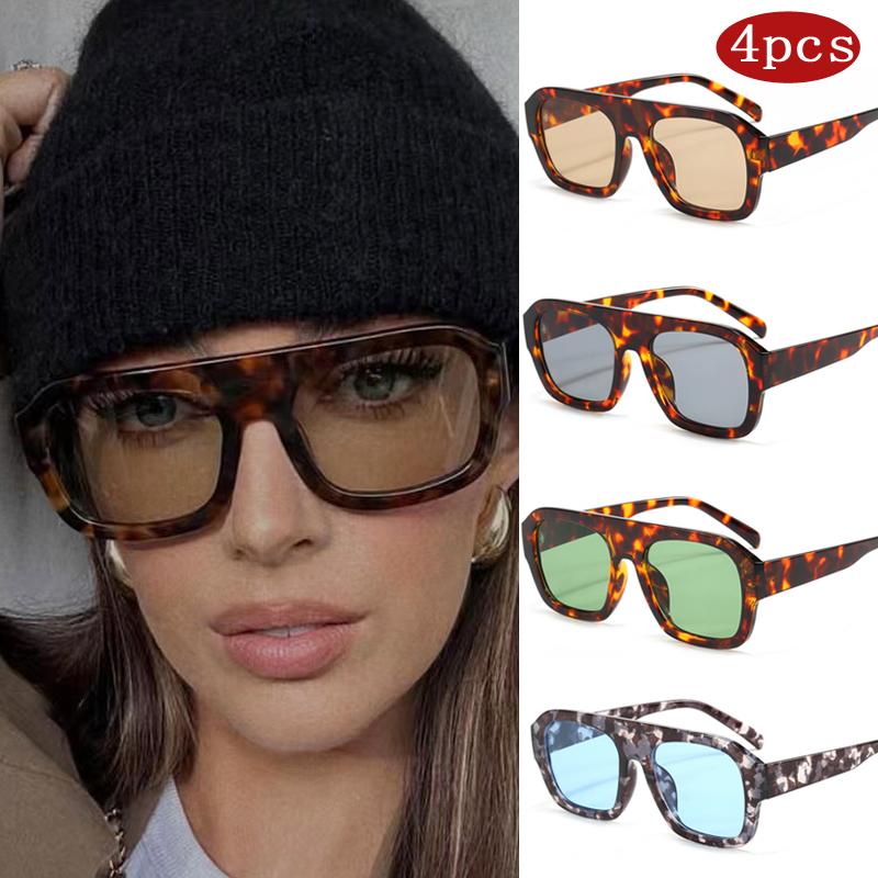 Car Sunglasses 1/4pcs Trendy Oversized Women Square Sun Glasses Retro Brand Candy Color Design Glasses Polygon Sunscreen Eyewear