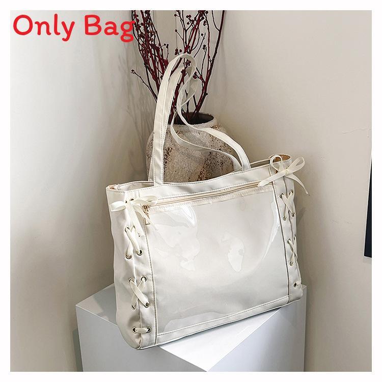 Large Capacity Transparent Nylon Tote With Zipper Closure And Internal Phone Pocket For Daily Wear