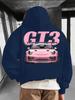 Streetwear Trendy Men's Hooded Sweatshirt with a Unique GT3 Car Print. A Hip-hop Style Casual and Versatile Men's Hoodie Perfect for Autumn and Winter