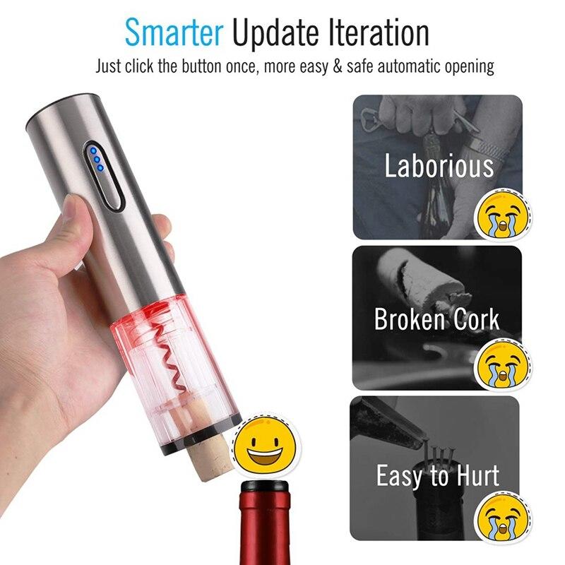 Electric Wine Opener Automatic Electric Corkscrew USB Battery Stainless Steel Wine Bottle Opener Bottle | Openings