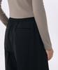 MUSINSA STANDARD WOMAN Women'S Heavyweight Fleece-Lined Two-Pleat Wide Elastic Slacks [Black]