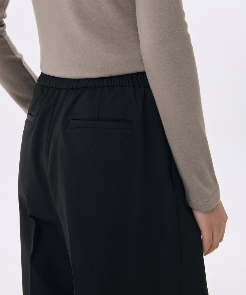 MUSINSA STANDARD WOMAN Women'S Heavyweight Fleece-Lined Two-Pleat Wide Elastic Slacks [Black]