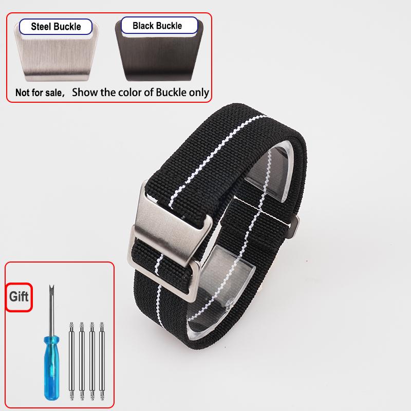 60s French Troops Parachute Bag Elastic Watch Strap 18 20mm 22mm Nylon Watchbands Man's Universal Ballistic Fabric Wristband