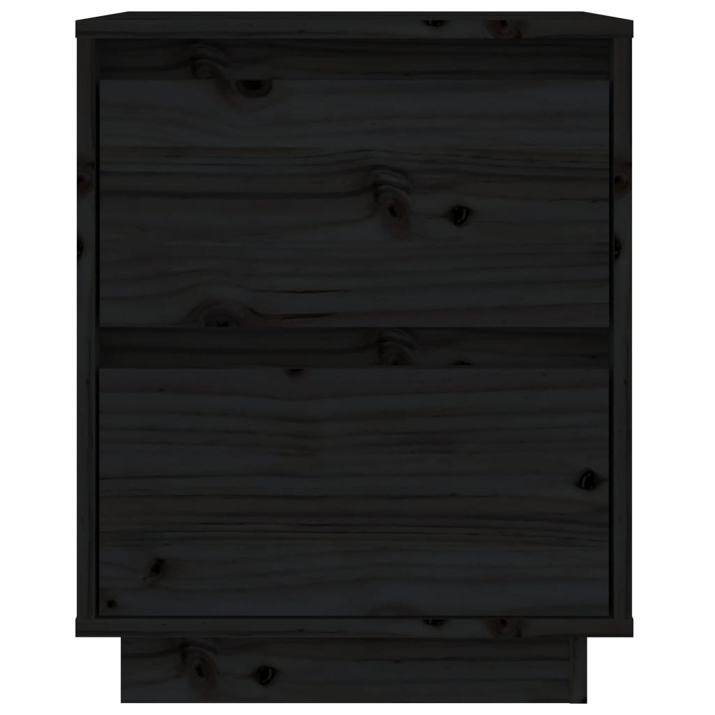 Vidaxl Szafki Nocne, 2 Szt., Czarne, 40X35X50 Cm, Lite Drewno Sosnowe