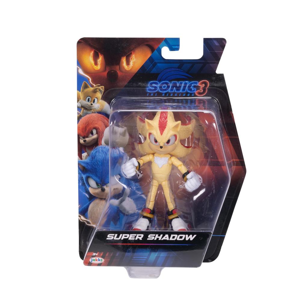 Sonic the Hedgehog 3 Movie Super Shadow Action Figure with Stand – 5 Inch (13 Cm), Officially Licensed, by Jakks Pacific