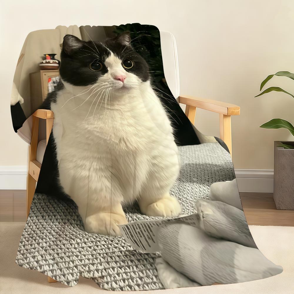 Kawaii black white cat pattern Blanket Soft Throw Blanket for Home Bedroom Bed Sofa Picnic Travel Office Rest Cover Blanket Gift