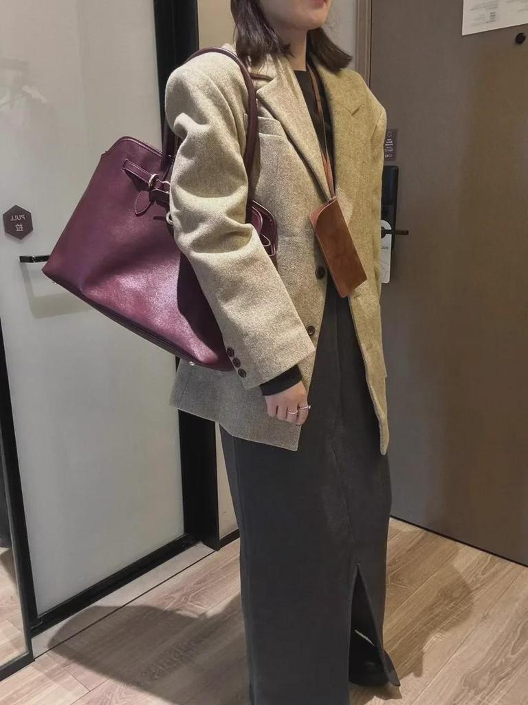 Vintage Koeienhuid Leer Bowling Tote Handtas - Schouder & Onderarm Tas