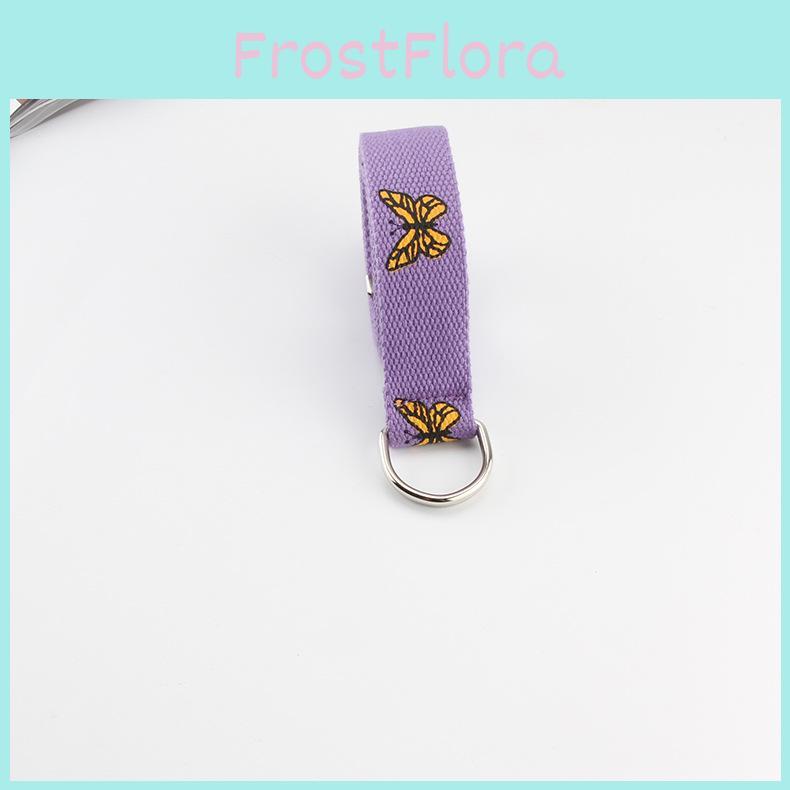Unisex Fabric Waist Belt With Butterfly Pattern Double Loop Buckle For Everyday Wear