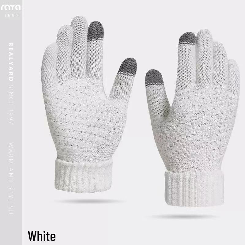 

Knitted Touchscreen Fingerless Gloves for Autumn/Winter - Warm, Five-Finger Design for Outdoor Travel & Cycling One Size білий