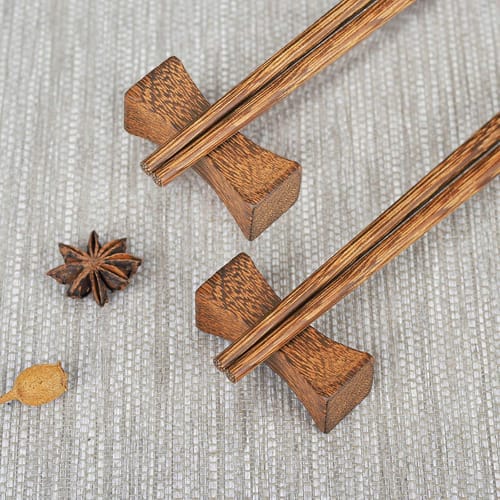 Rzilmer Chopstick Rests, Set of 6, Chopstick Pillows, Wooden Chopstick Rests, Stylish Cutlery Holders (Natural Wood)