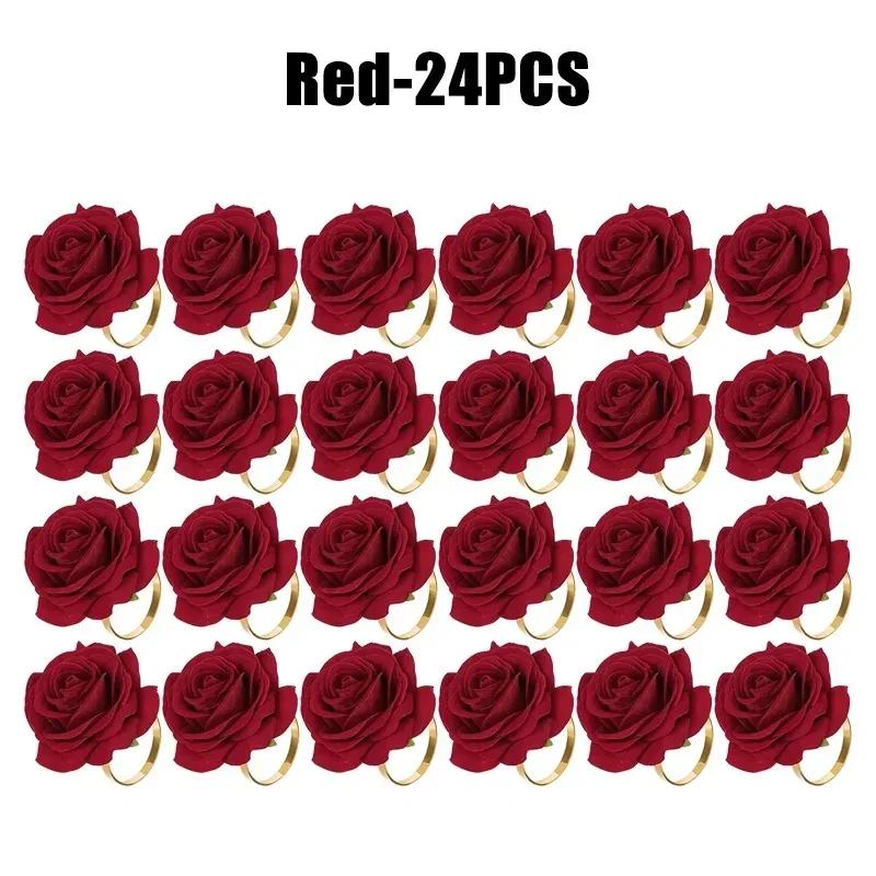 96PCS Rose Napkin Clasp, Pink Rose Red Rose Napkin Ring, Wedding, Valentine's Day Banquet, Party Christmas Birthday Decoration