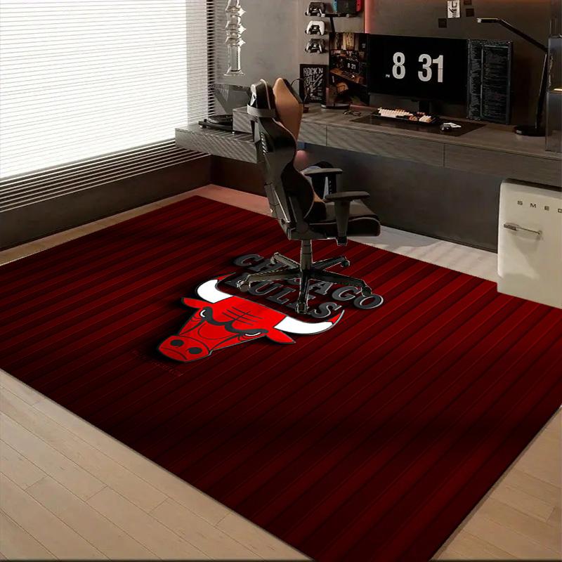 1PC Chicago-Bulls Logo Floor Mat for Living Room, Game Rooms, Office, Bedroom, Office Floor Mat Playful Design, Christmas Fan Gifts