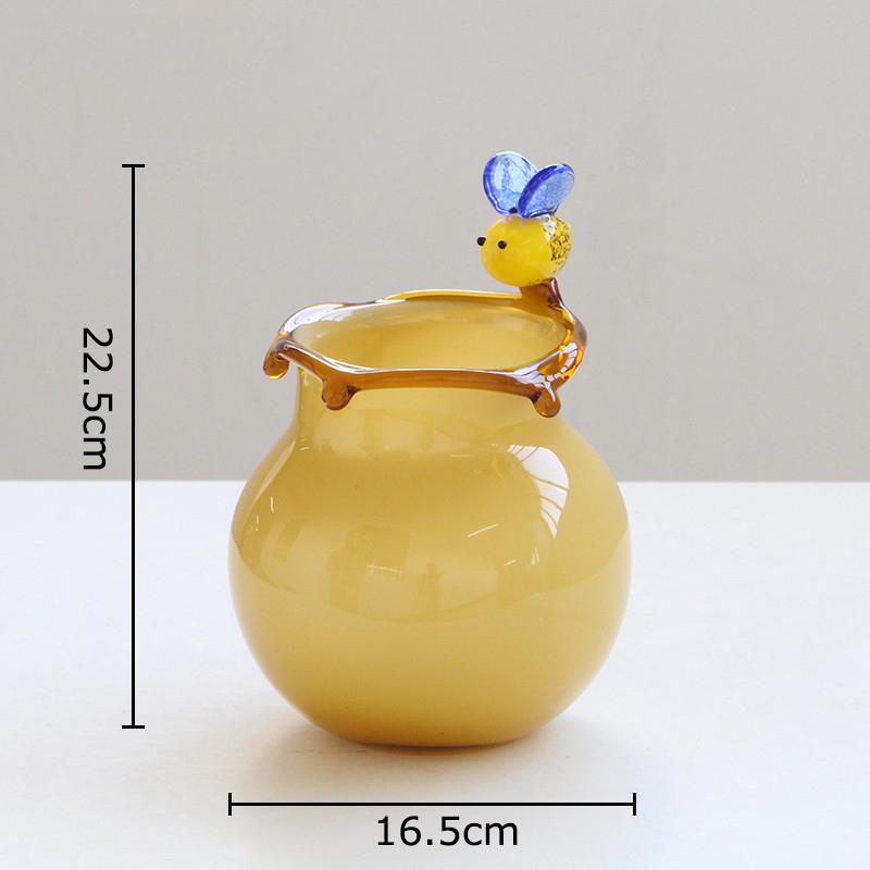 

Cute Yellow Bee Decorative Glass Vase Creative Handicrafts Flower Pots Table Decoration Flowers Arrangement Room Aesthetic Decor