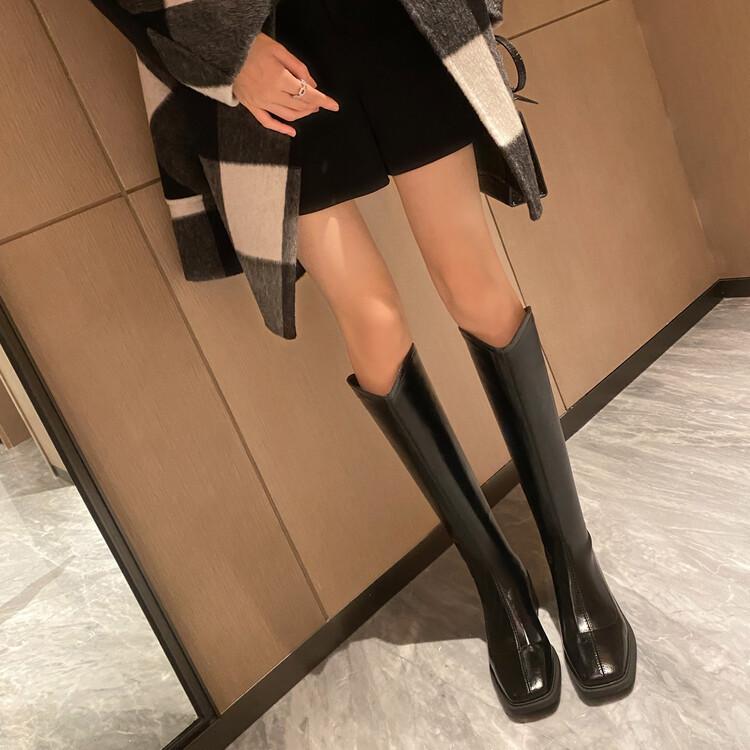 

Boots fat mm thick legs 2025 big tube circumference v mouth long boots women thick heel thin brown knight boots 40 чёрный